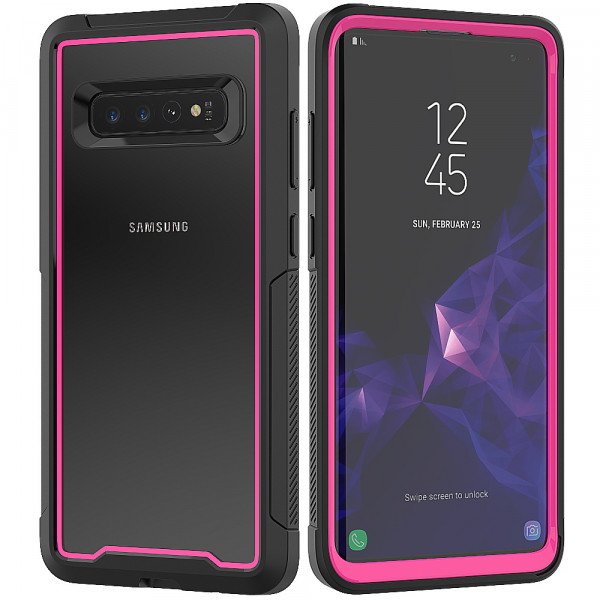 Wholesale Galaxy S10e Clear Dual Defense Case (Hot Pink)